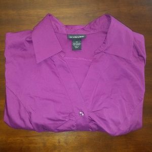 Lane Bryant Sz 22 PLUS Purple Short Sleeve Button Up Womens Blouse